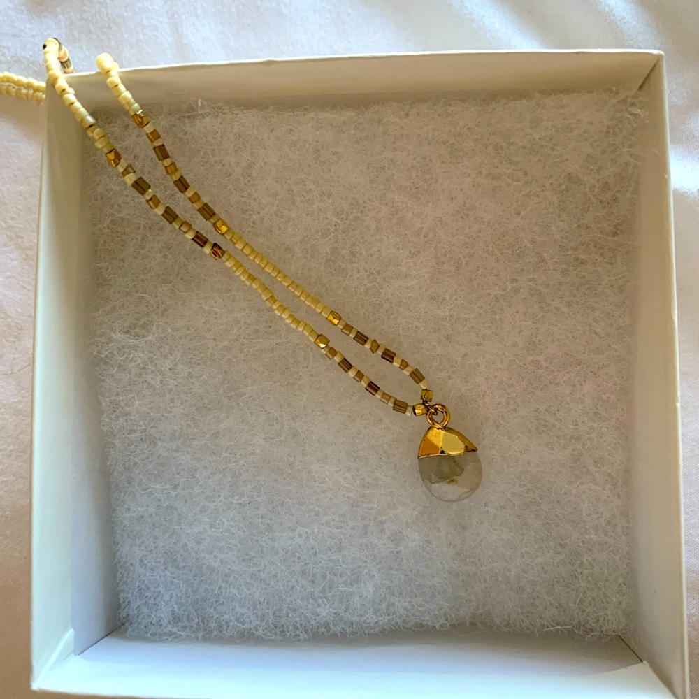 Simple, layering necklace with crystal
